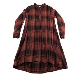 Free People x CP Shades Plaid Tunic Dress XS Terracotta Black Cotton High Low